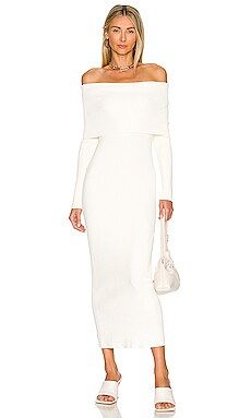 Autumn Cashmere Rib Dress with Cuff Neckline in Cream from Revolve.com | Revolve Clothing (Global)