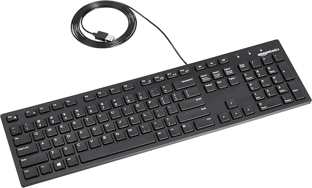 Amazon Basics Low-Profile Wired USB Keyboard with US Layout (QWERTY), Matte Black | Amazon (US)