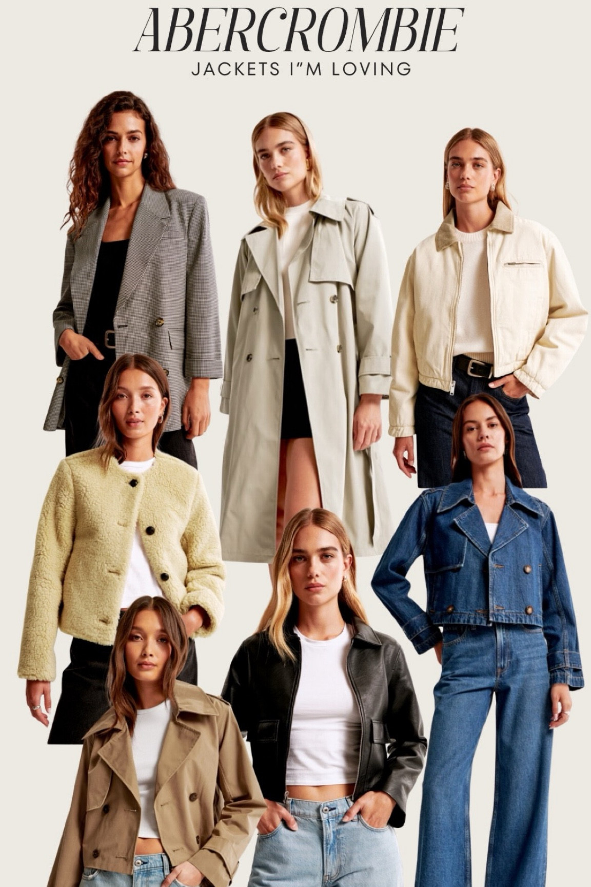 Abercrombie jackets I’m loving 

Fall outfits 
Trench coat 
Cropped trench coat 
Blazer 
Fall jackets 
Fall coats 
Winter coat 
Gifts for her 

#LTKHoliday #LTKGiftGuide #LTKStyleTip