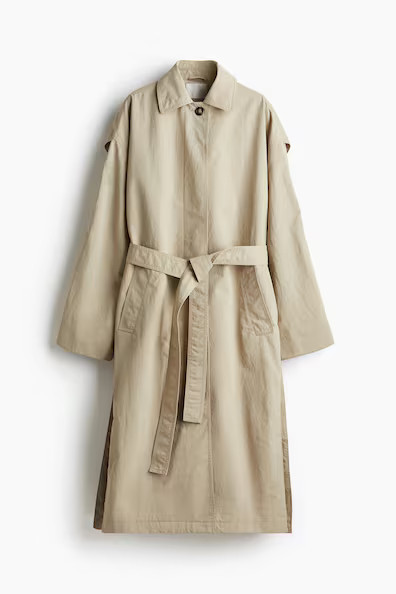 H & M - Trench Coat with Slits at Hem - Beige | H&M (US + CA)