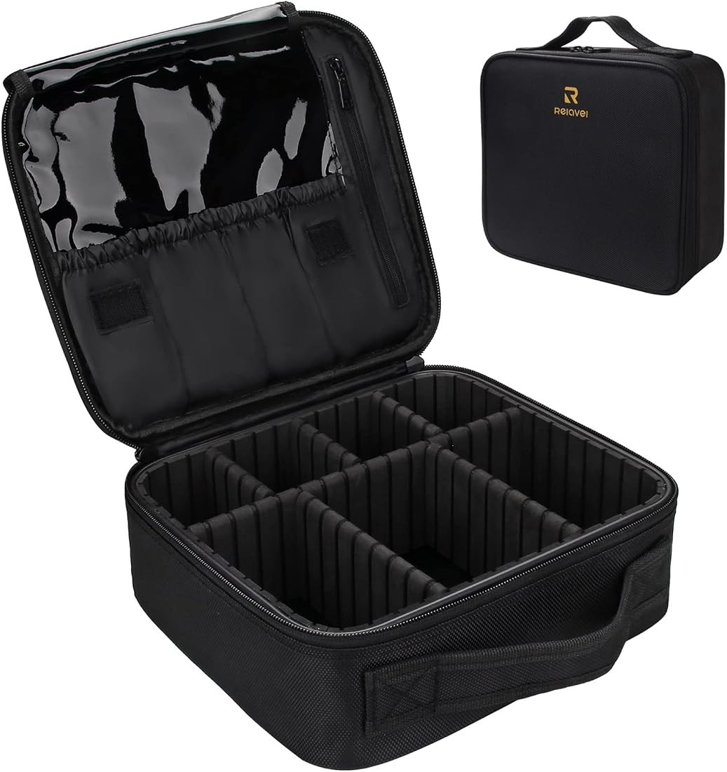 Relavel Travel Makeup Train Case Makeup Cosmetic Case Organizer Portable Artist Storage Bag with ... | Amazon (US)