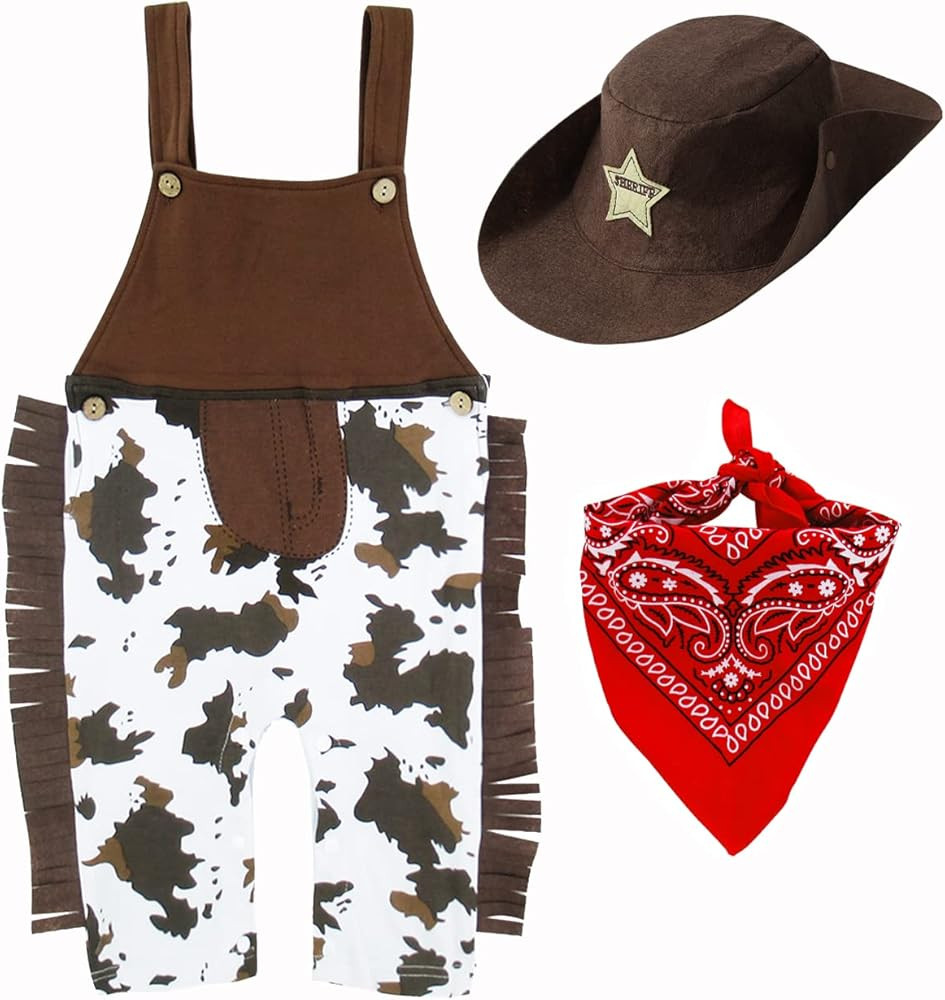 COSLAND 3pc Baby and Toddler Boys' Cowboy Outfit, Kids Halloween Costume, 3 Months-3T | Amazon (US)