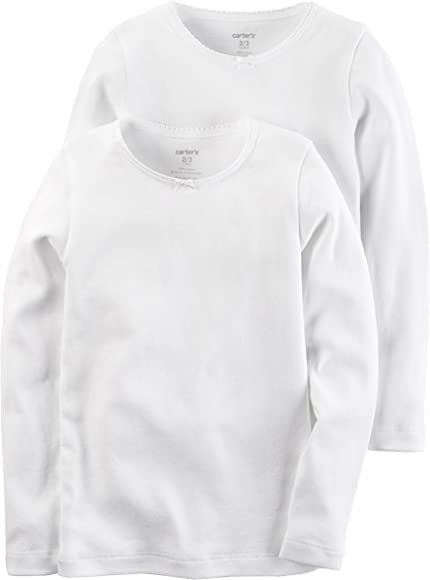 Carter's Girls' 2-Pack Cotton Longs sleeve Undershirts | Amazon (US)