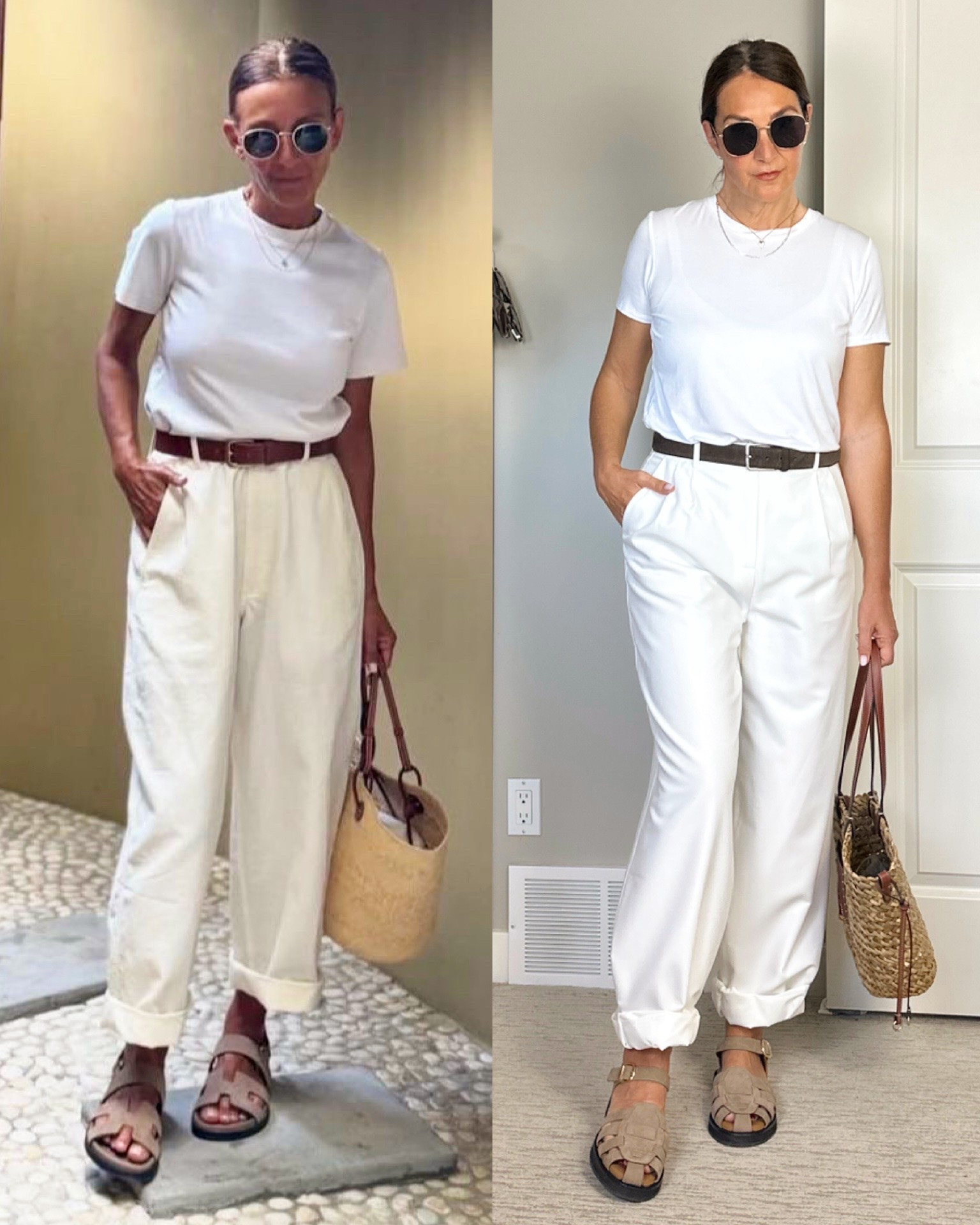 Classic all white Pinterest outfit, so easy to recreate with a few neutral accessories!
My sandals are new from Poppy Barley, use code CBSTYLED-25 for $25 off orders over $200. I sized up??
I sized up to M for a roomier fit and love them. They are lined and not sheer! Try code cbstyled_12 for 12% off (may have expired).
Exact tee is from Terrerra so I can’t link but I found similar.
Also linked my belt, sunnies and straw bag

#LTKgrwm #LTKootd #LTKOver40