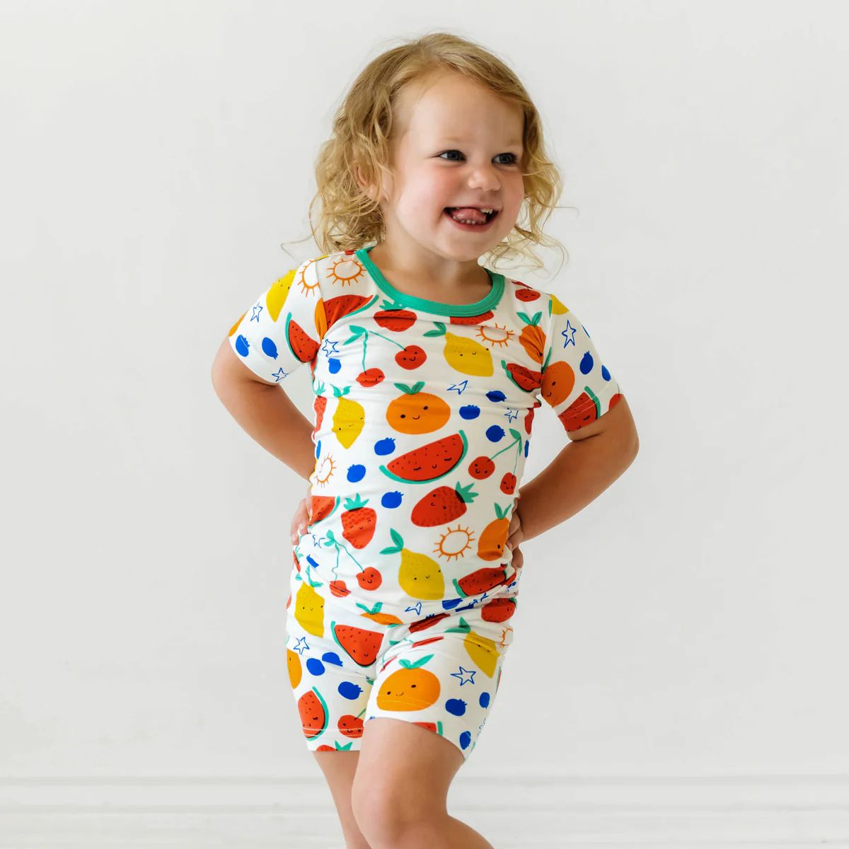 Squeeze The Day Two-Piece Short Sleeve & Shorts Pajama Set | Little Sleepies