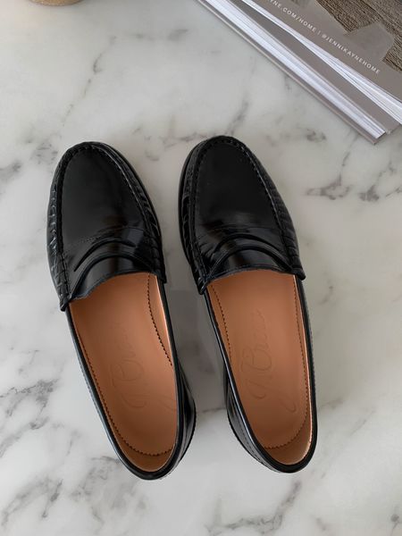 J.crew loafers. They’re a bit roomy. Size down a half size. I have the 5
