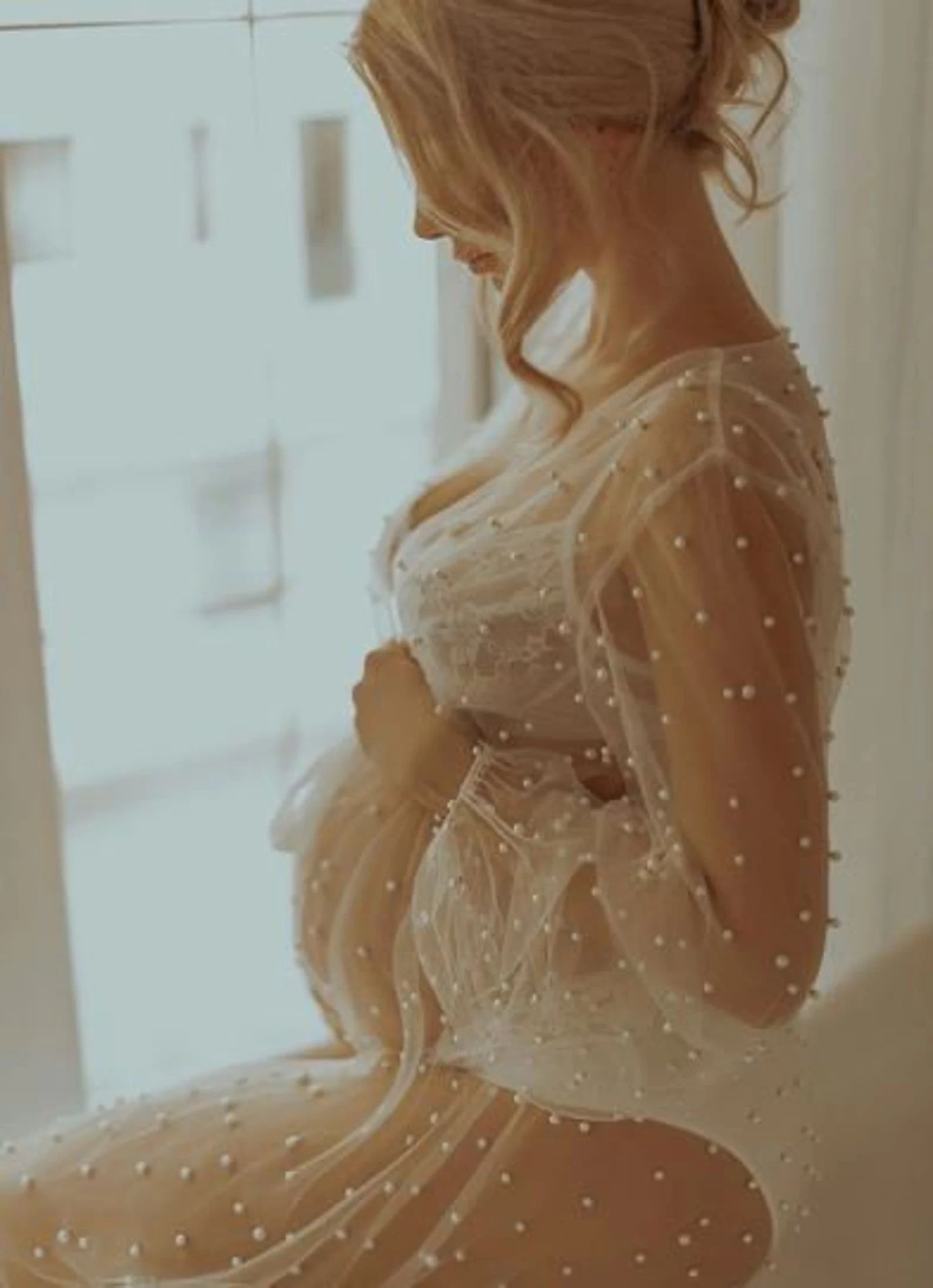 Pearl Robe Maternity Sheer  Pregnant Woman Dress   Photo | Etsy | Etsy (US)