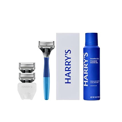 Harry's Original Shaving Kit for Men - Razor Handle, 3 Razor Blade Refills, Foaming Shave Gel, an... | Amazon (US)
