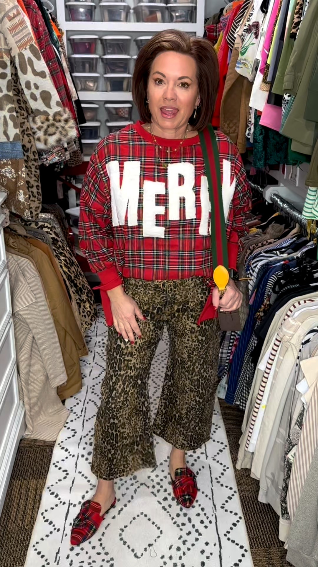 Holiday outfit idea: plaid sweater + leopard pants + plaid mules.

If you love bold holiday style, this festive pattern-mix look is the perfect December outfit. I paired a red plaid “MERRY” pullover with wide-leg leopard print pants and red plaid slip-on mules for a comfortable holiday look that’s still chic and elevated. This is an easy Christmas outfit idea for parties, school events, casual gatherings, or weekend wear.

Outfit Details
• Red plaid “MERRY” Christmas pullover
• Leopard print wide-leg pants
• Red plaid bow mules
• Crossbody bag
• Gold hoop earrings

holiday outfit ideas, Christmas outfit inspiration, plaid and leopard pattern mixing, casual holiday look, winter outfits for women, December outfit ideas.

Follow me on LTK for daily holiday outfits, gift guides, and affordable fashion finds.


#LTKHoliday #LTKFindsUnder50 #LTKmorningroutine