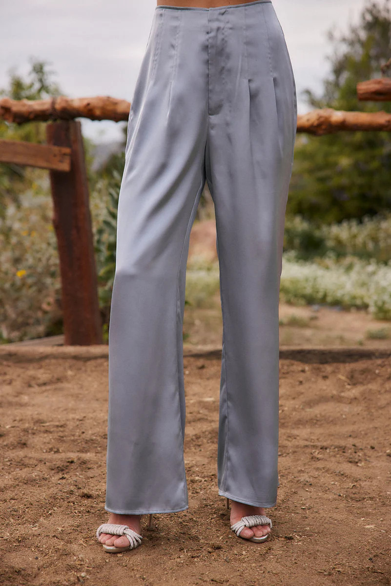 Halley Blue Satin Trousers | 12th Tribe