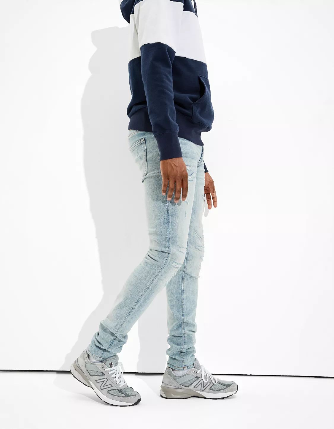 AE AirFlex+ Temp Tech Patched Stacked Skinny Jean | American Eagle Outfitters (US & CA)