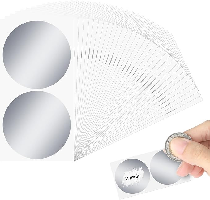 50 Pieces Scratch Off Sticker Labels 2 inch for Scratch Off Stickers Lottery Tickets DIY Raffle C... | Amazon (US)