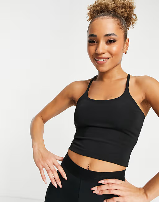 ASOS 4505 icon yoga cami crop top with inner bra in oatmeal | ASOS (Global)
