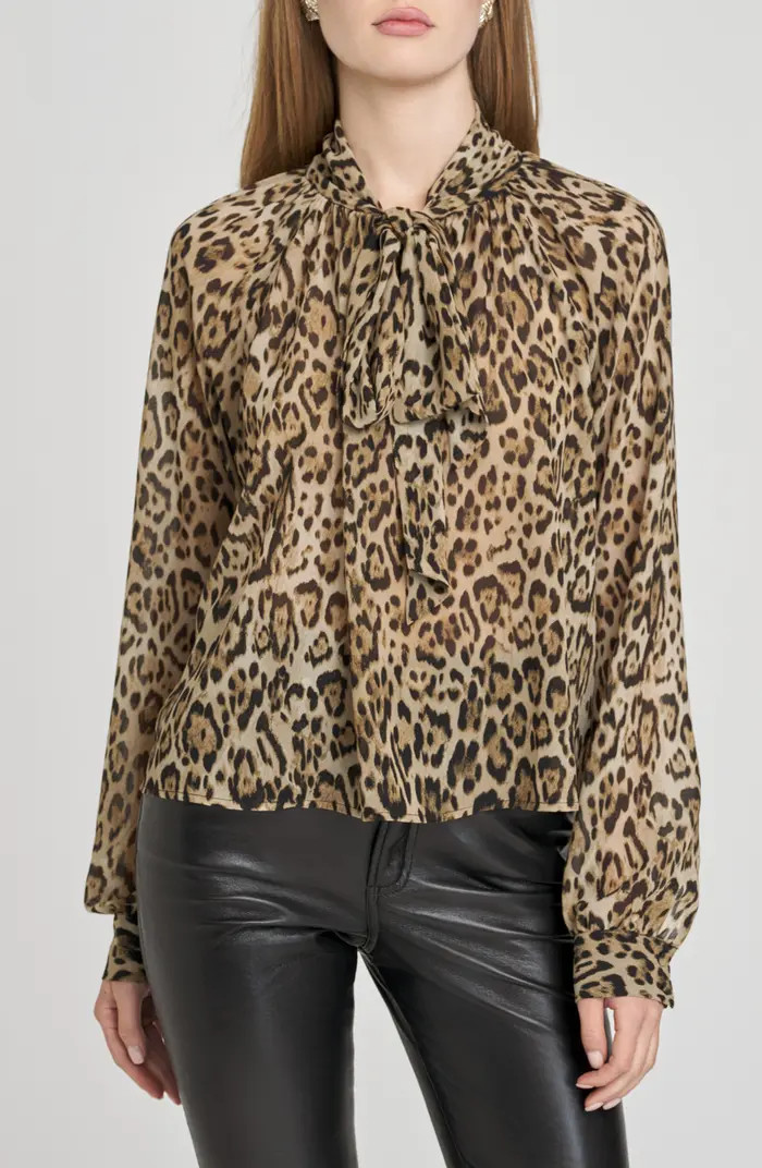x Sara Walker Leopard Georgette Blouse | Nordstrom