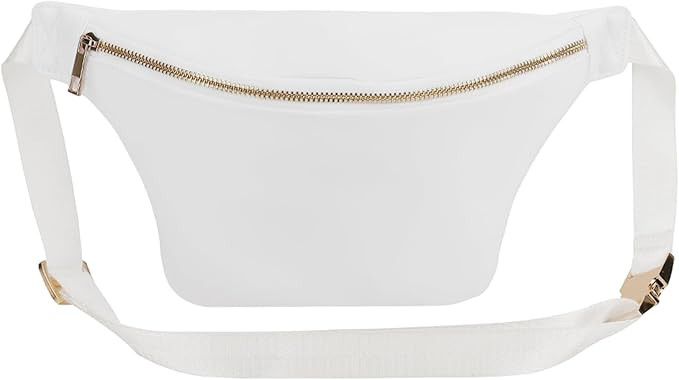 Fanny Pack Travel Waist Belt Nylon Crossbody Bag for Women (White) | Amazon (US)