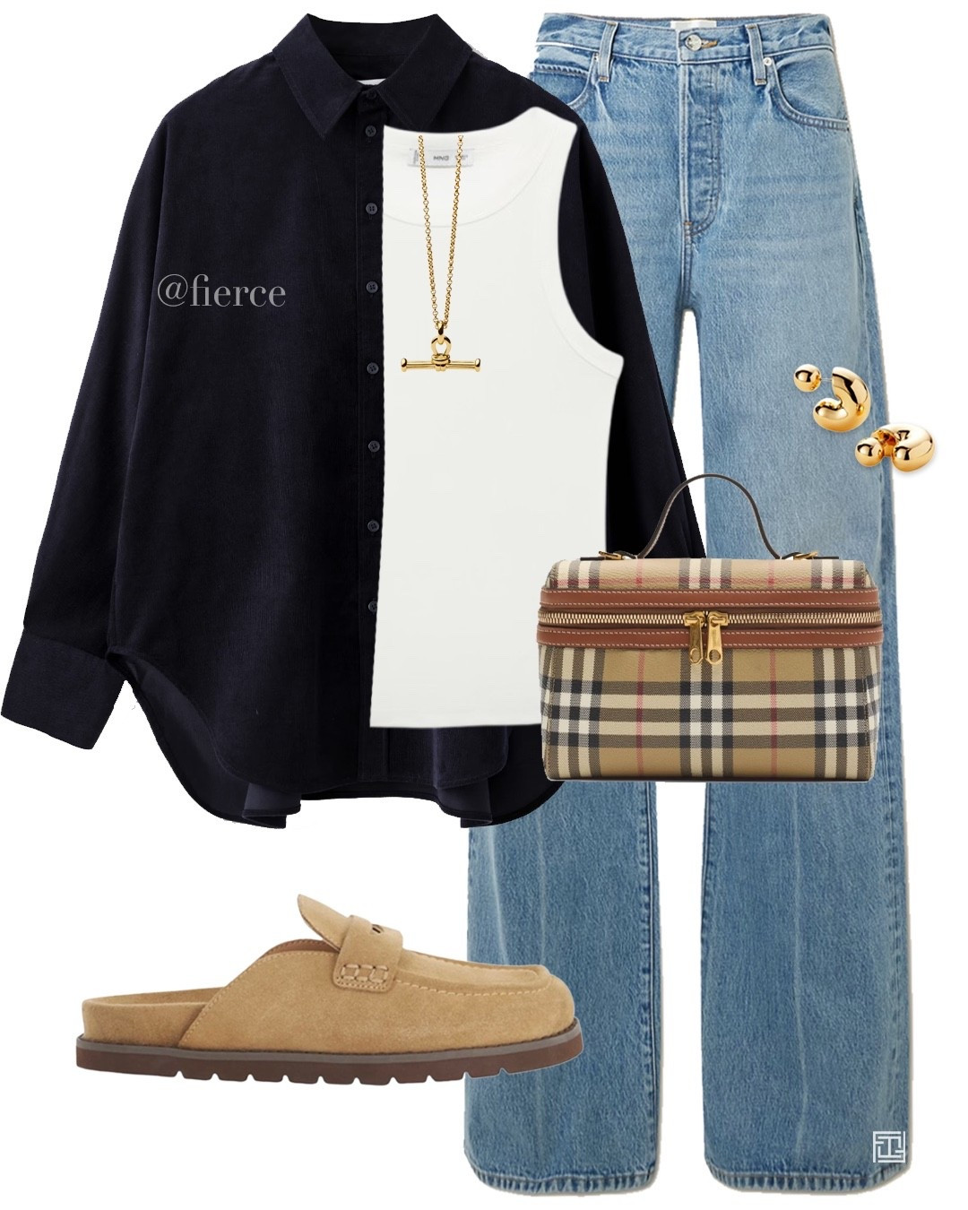 Navy short backless loafers blue jeans white tank top Burberry vanity bag casual weekend outfit 

#LTKspring #LTKeurope #LTKuk