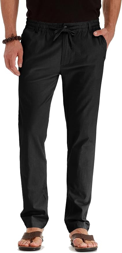 Sailwind Men's Drawstring Linen Pants Casual Summer Beach Loose Trousers | Amazon (US)
