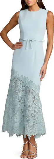Crepe Embroidered Hem Sleeveless Midi Dress | Nordstrom