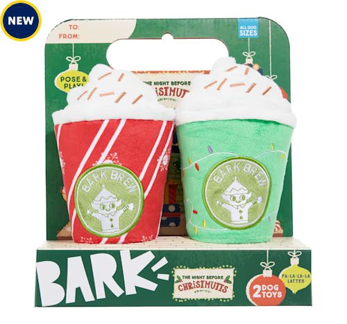 BARK Christmas Fa-La Lattes Throw Carrier Coffee Plush Dog Toy | Petco
