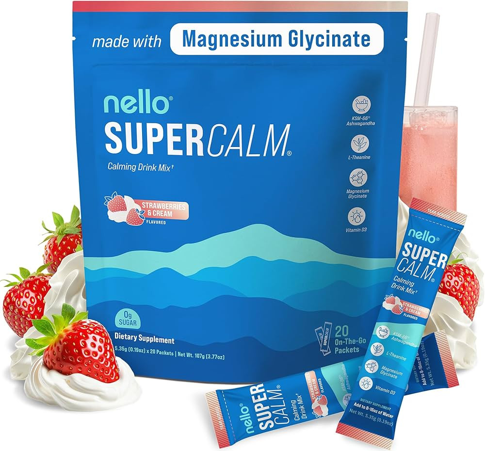 Nello Supercalm Powdered Drink Mix, Cortisol Reducer*, Sleep Aid Supplement, L Theanine, Ksm-66 A... | Amazon (US)