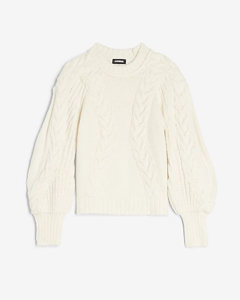 Cable Knit Balloon Sleeve Sweater | Express