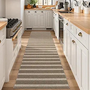Lahome Striped Easy Jute Kitchen Runner, 2x8 Washable Indoor Outdoor Entryway Runner Rug, Farmhou... | Amazon (US)
