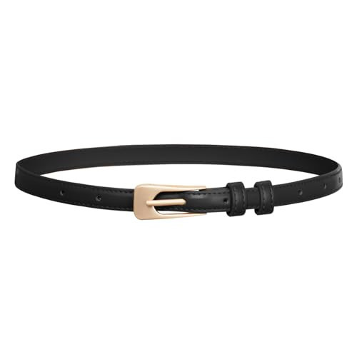 GRACE KARIN Black Belt Women Skinny Leather Belt Thin Waist Belt for Jeans Pants With Gold Buckle S | Amazon (US)