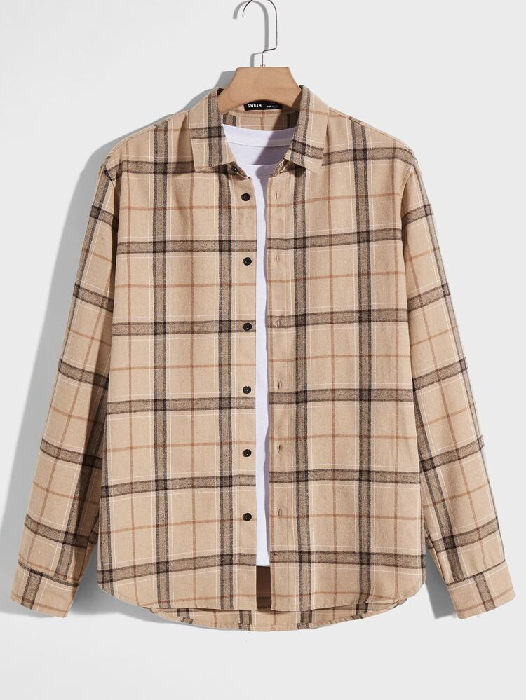 SHEIN Men Plaid Print Shirt Without Tee | SHEIN