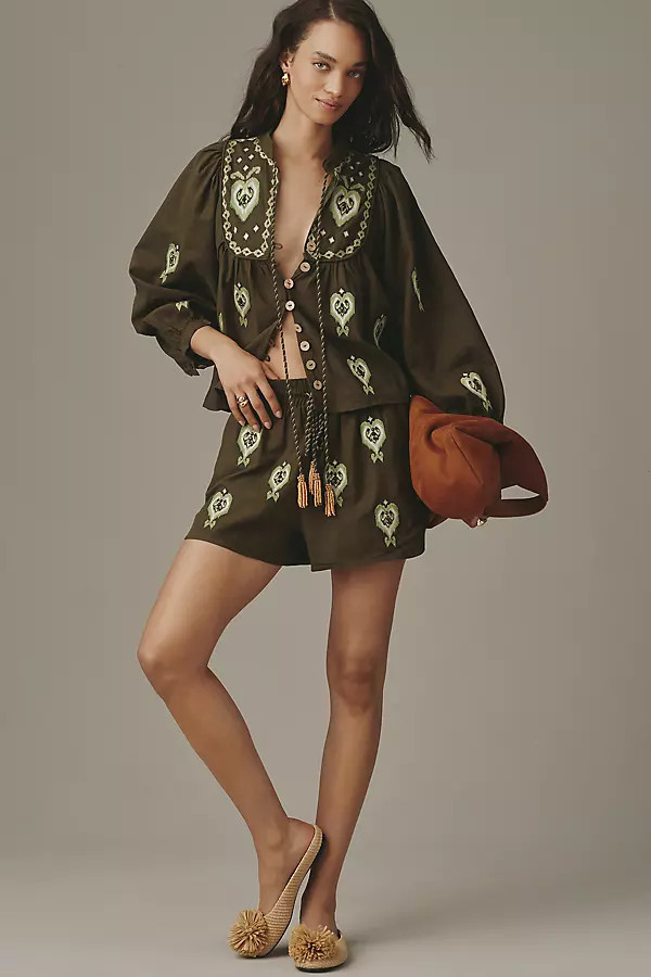 Embroidered Heart Shorts | Anthropologie (US)