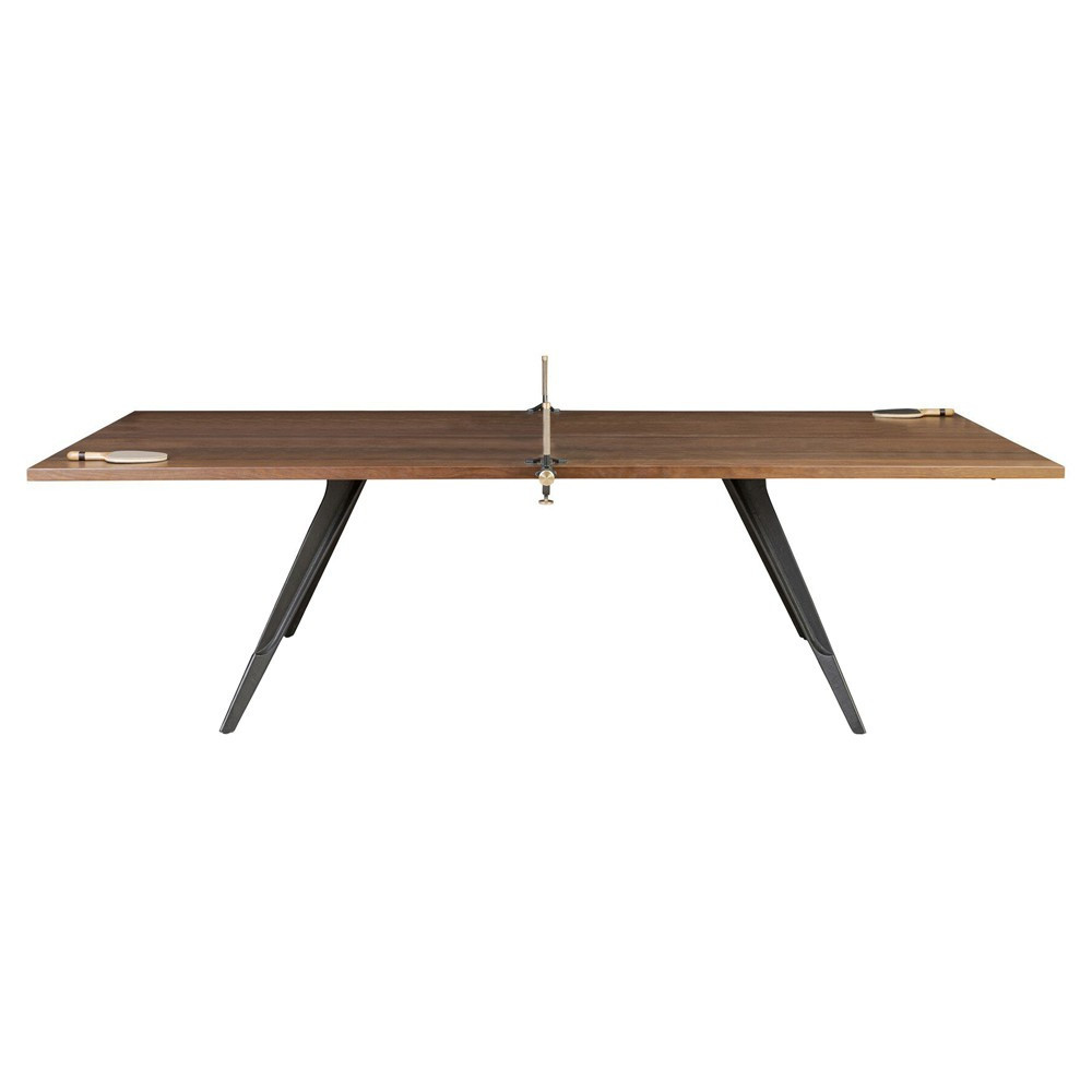 District Modern Classic Brown Oak Ping Pong Game Table | Kathy Kuo Home