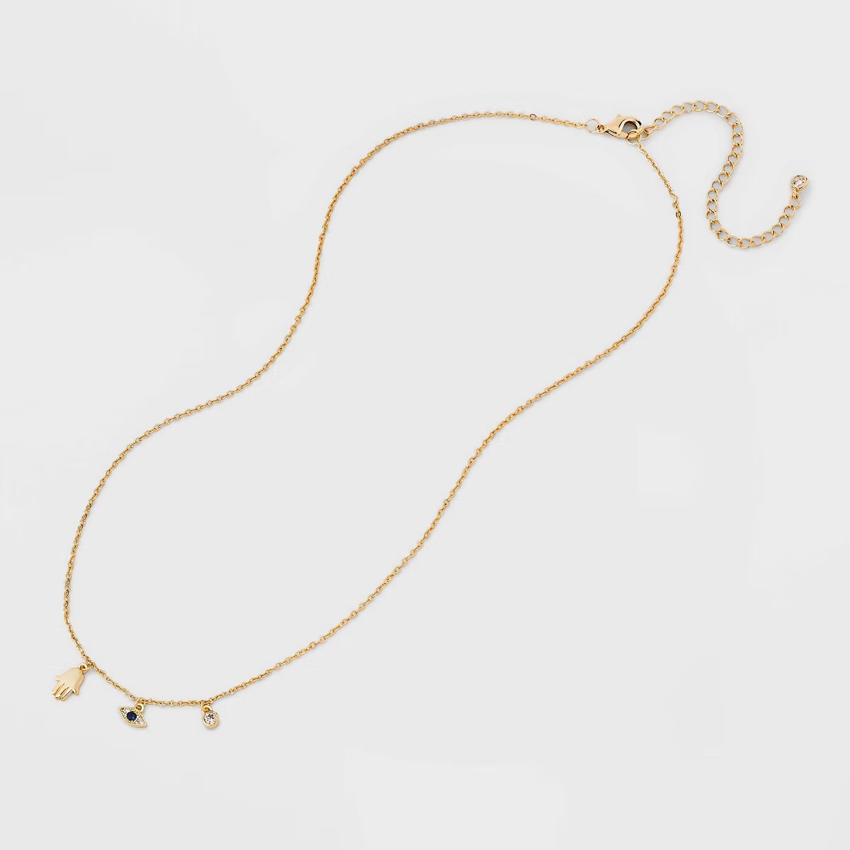 14K Gold Dipped Cubic Zirconia Evil Eye Charm Necklace - Gold | Target