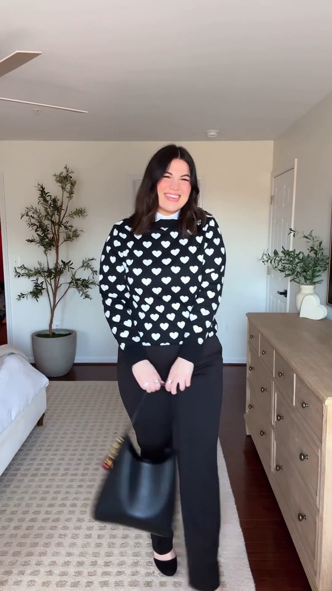 Midsize office wear outfit for valentines day! Love this black & white sweater for everyday but also so cute for the office with some dress pants! 
Pajamas from beginning - size xl 
Bralette - xl *use code KELLYTK20 to save at true kind 
Sweater - large 
Pants - 14L
Heels - 9.5 



#LTKWorkwear #LTKgrwm #LTKValentine