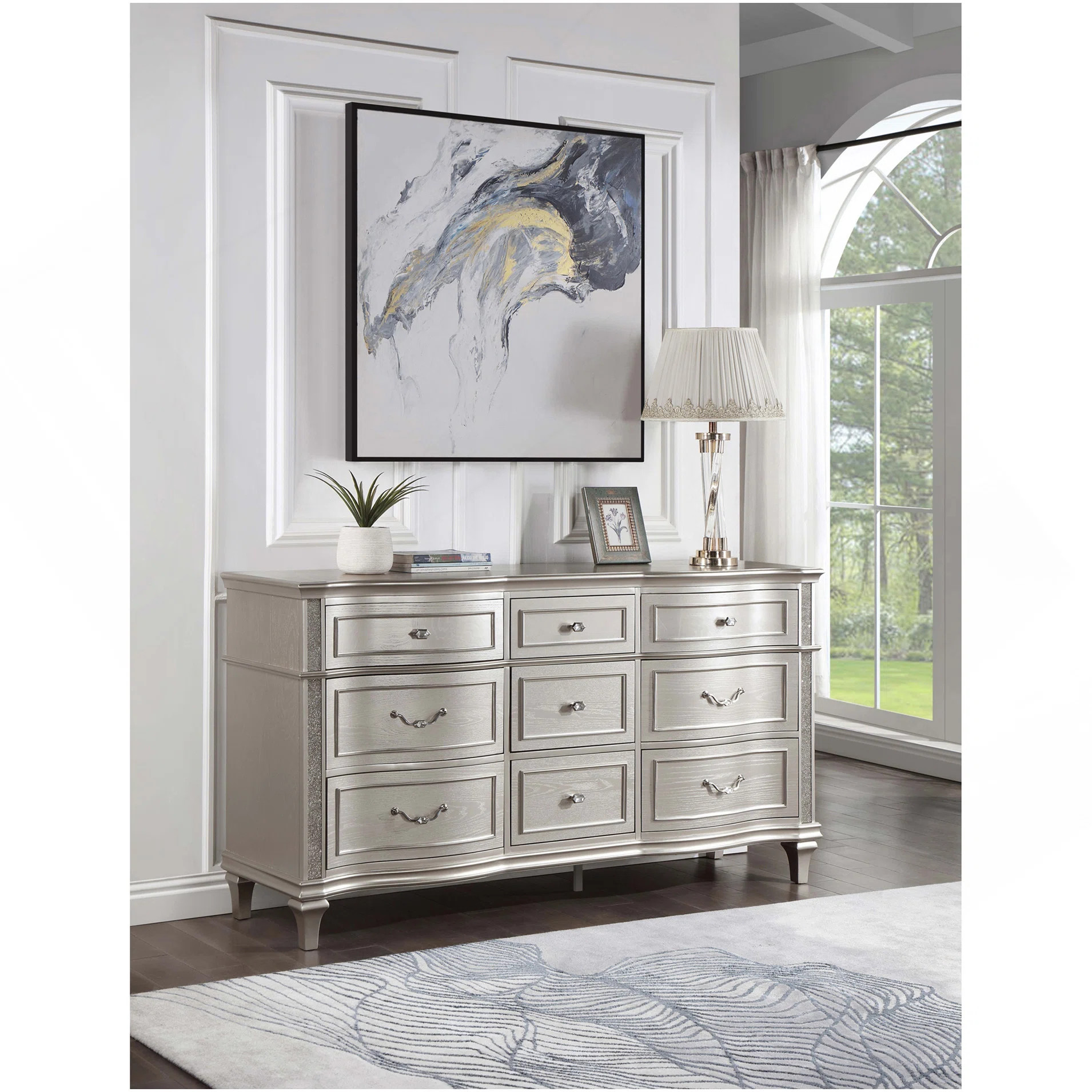 Katerina Silver Oak 9-Drawer Dresser With Removable Jewelry TrayByHokku Designs | Wayfair North America