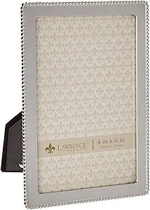Lawrence Frames Metal Picture Frame with Delicate Outer Border of Beads, 4 by 6-Inch, Silver | Amazon (US)