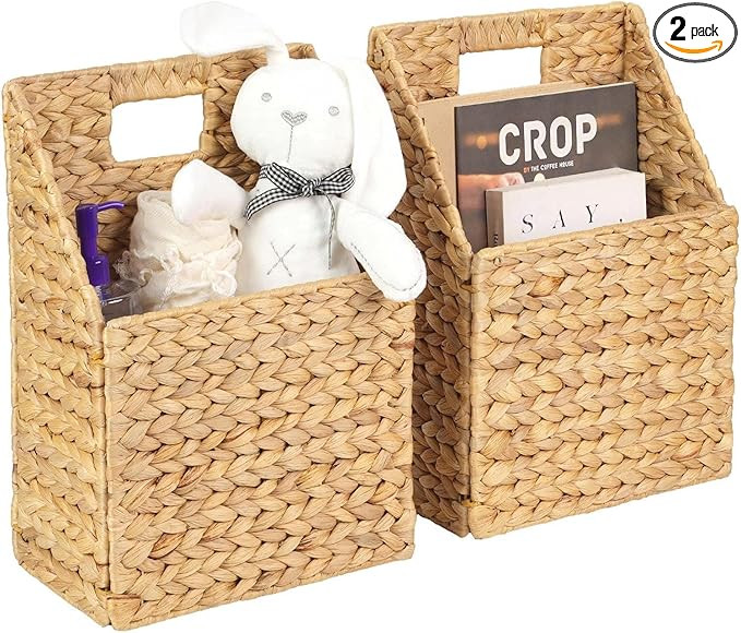 Wicker Hanging Storage Basket (10,5"Lx6,5"Wx13"H), Set of 2 Wall Baskets, Water Hyacinth Baskets,... | Amazon (US)