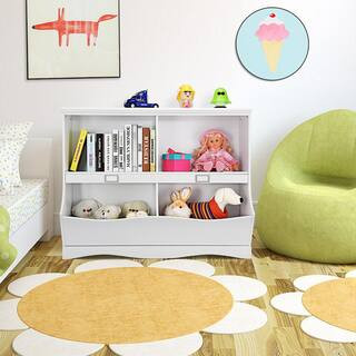 HONEY JOY 41.5 in. Wide White Multi-Bin Kids Toy Storage Organizer Toy Display Shelf Bookcase TOP... | The Home Depot