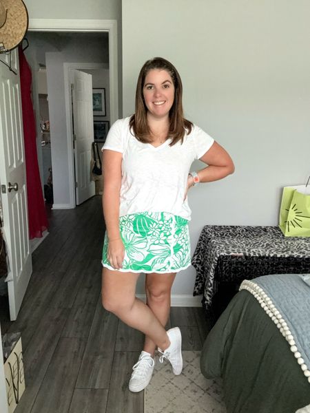 I have been living my best life in skorts and I am not mad about it! This one is from Lilly Pulitzer and the print is just so cute! There are so many different ways to style this skort, but this look was perfect for a day around town! The skort does run small, so it’s best to size up! The skort comes in multiple print and solid color options and it is under $100! 

#LTKFindsUnder100 #LTKMidsize #LTKStyleTip