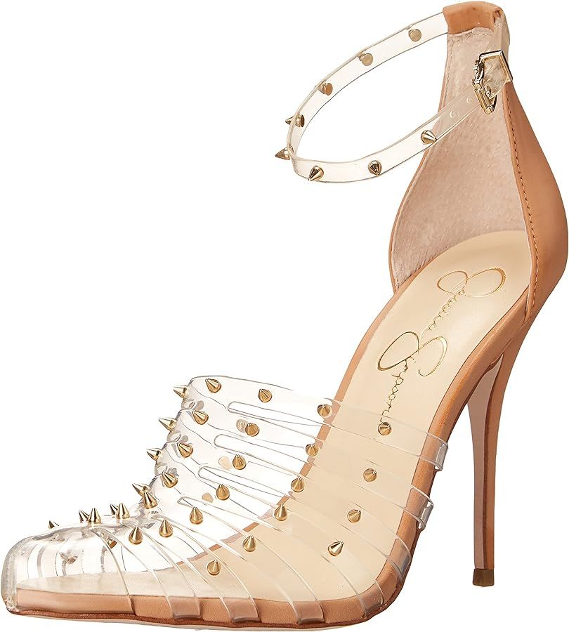 Jessica Simpson Westah Women's Studded Faux Leather Caged Dress Heels | Amazon (US)