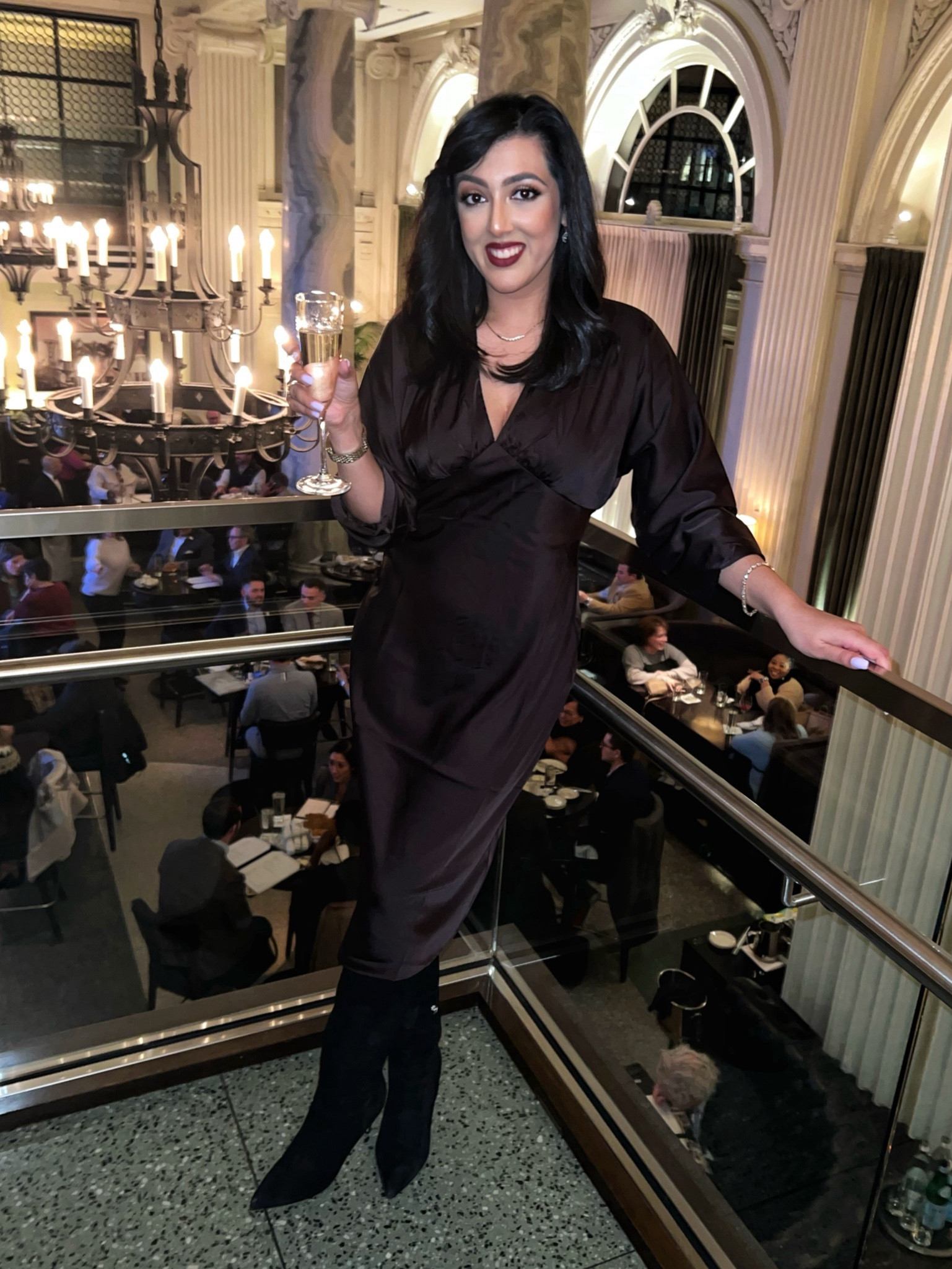 Classy v-neck dark brown happy hour formal business dress semi formal black boots business banana republic #businessdress #browndress #semiformal #happyhourdress #classystyle

#LTKworkwear #LTKfindsunder50 #LTKparties