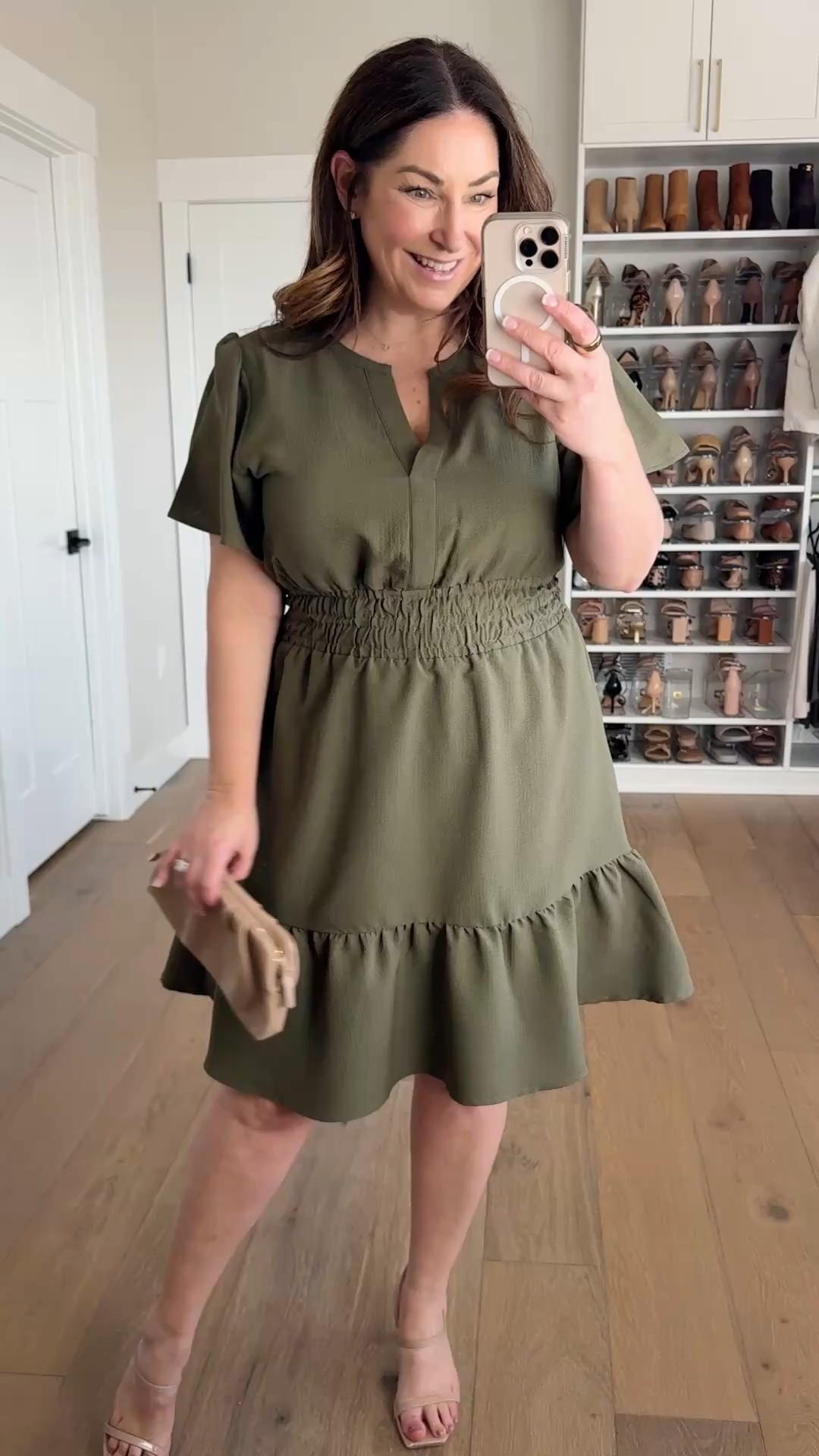 50% off green ruffle dress wearing large in dress and jacket 

#LTKMidsize #LTKWatchNow #LTKSeasonal