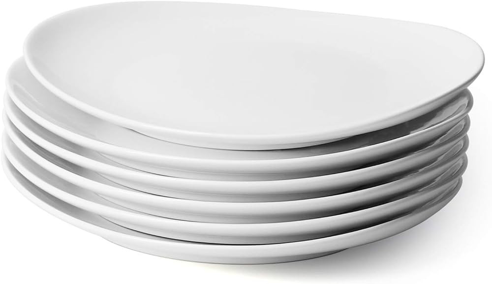 Sweese White Dinner Plates Set of 6-11 Inch Porcelain Square Plates - Dishwasher, Microwave, Oven... | Amazon (US)