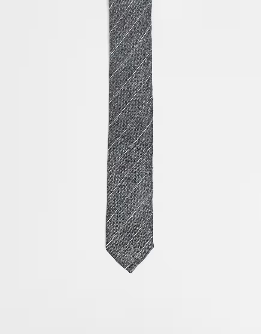 ASOS DESIGN skinny striped tie in grey marl | ASOS (Global)