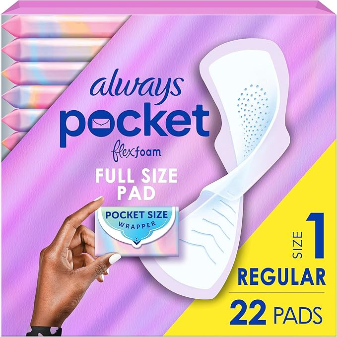 Always Pocket Flexfoam Pads, Size 1, Regular, with Wings, 22 Count | Amazon (US)