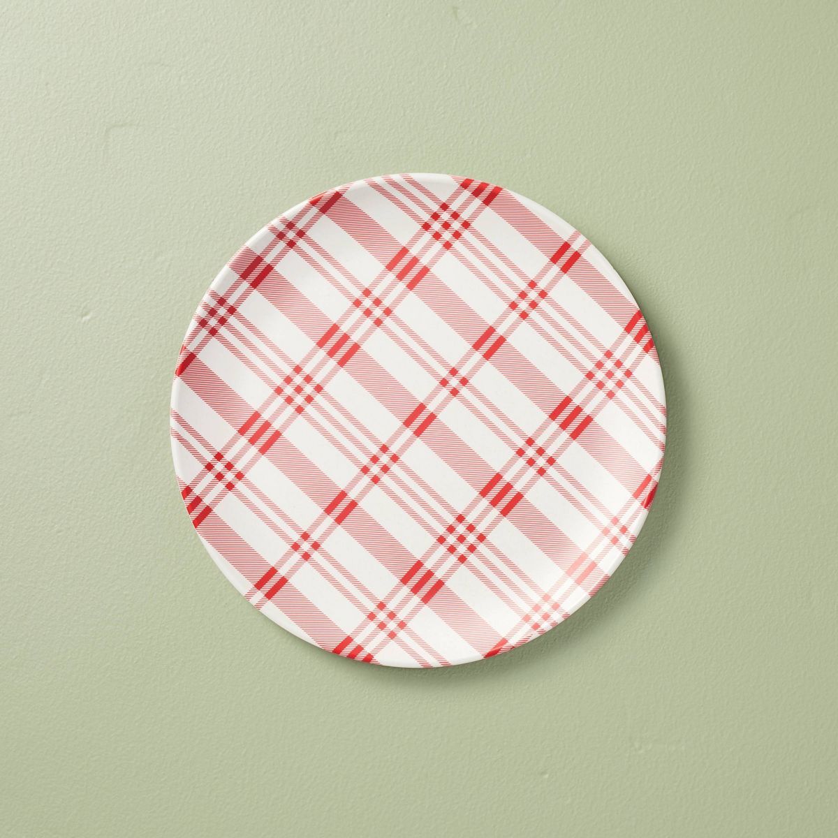 10.5" Plaid Melamine Christmas Dinner Plates Red/Cream - Hearth & Hand™ with Magnolia | Target