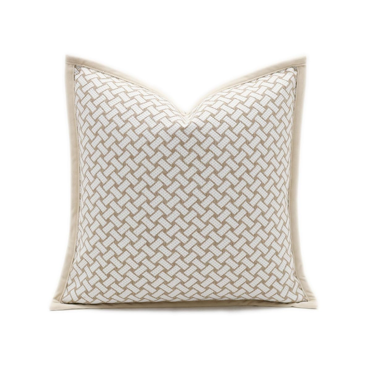 20x20'' Inches Throw Pillow Cushion Cover - Grid Pattern Chenille Jacquard Embroidery Luxury Mode... | Amazon (US)