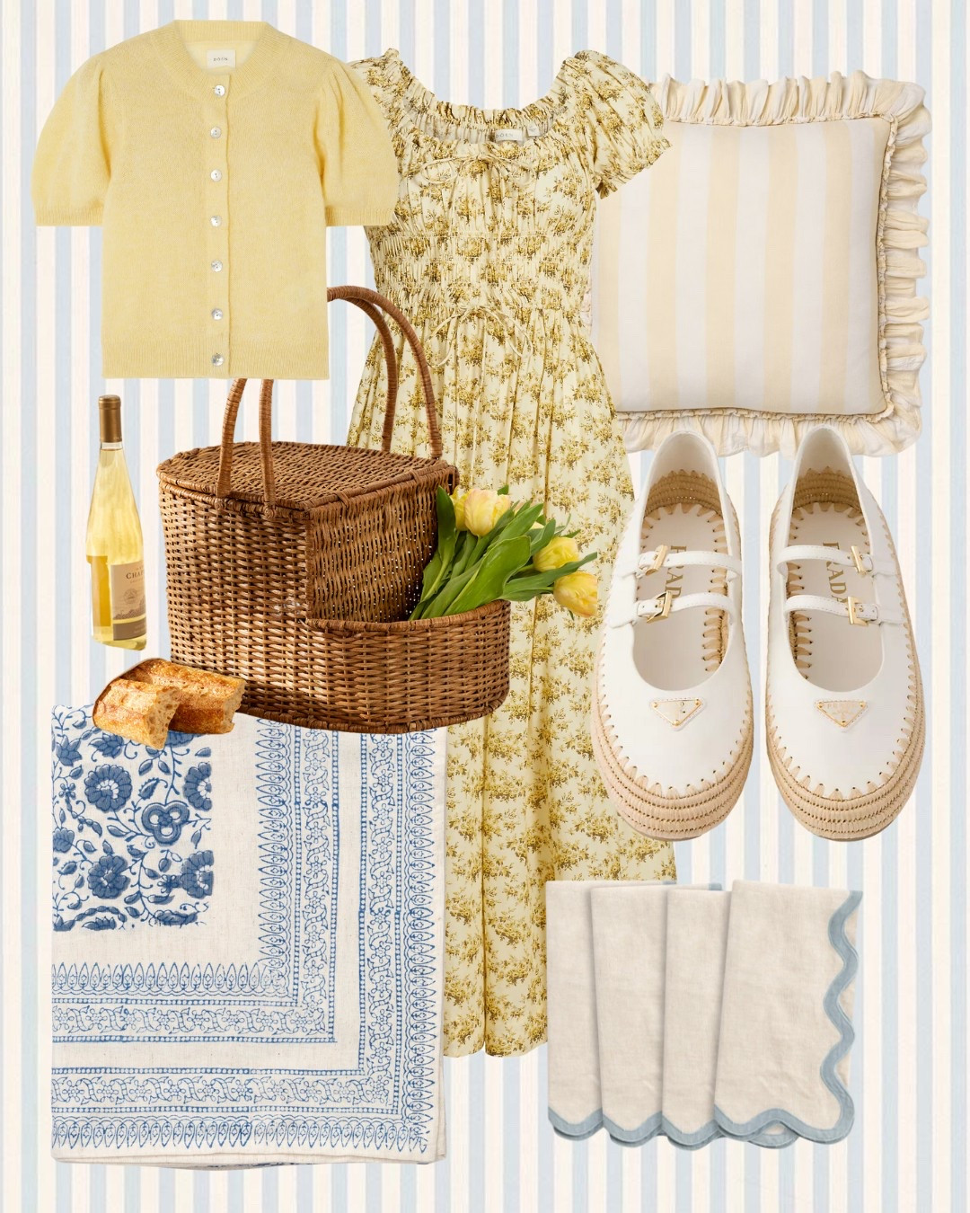 Spring picnic fit, in feminine florals, butter yellow cashmere cardigan, and espadrille flats

#LTKShoeCrush #LTKSeasonal #LTKOver40