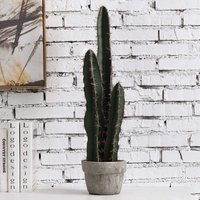 28-Inch Faux Saguaro Cactus Plant Potted in Gray Cement Planter Pot | Etsy (US)