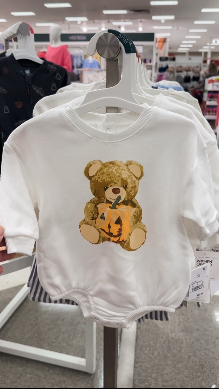 Just in at Target 🎯👀🧸🎃 Super cute Halloween teddy onsie and toddler tee for your kiddos! These went viral last year and I think I might like them better this year! 

Not online yet but you can comment “TEDDY” and I’ll send a link when they’re available 🫶🏼

#target #targetstyle #targetmom #targetkids #codeorange