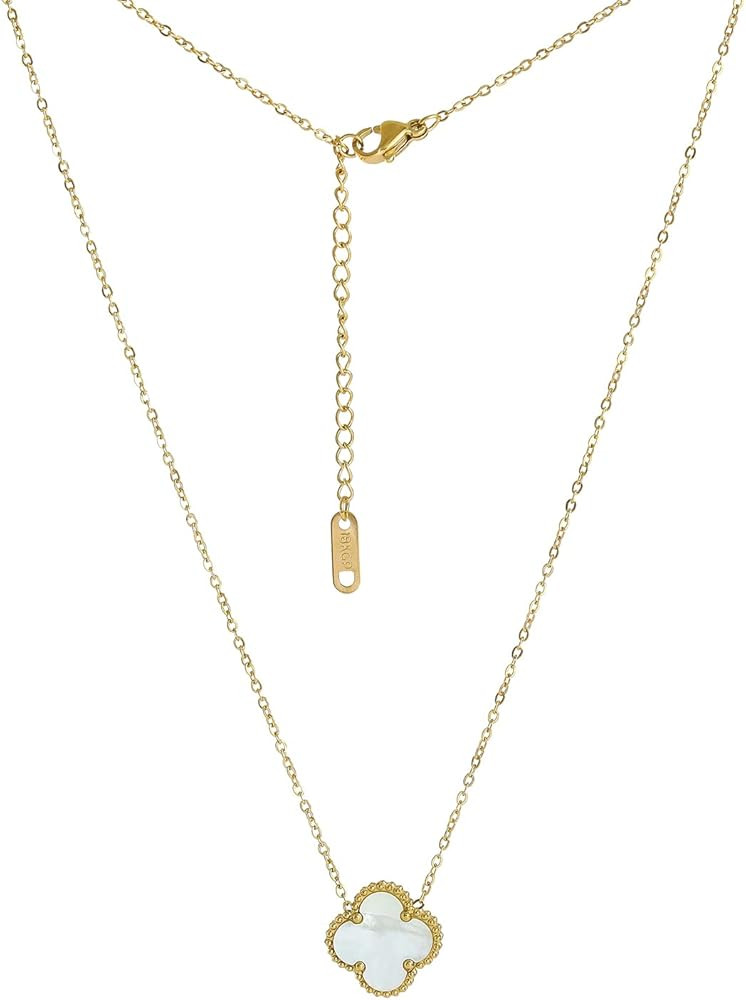 Lucky Clover Necklace Pendant for Women 18K Gold Plated Cute Fashion Girls Titanium Steel Hypoall... | Amazon (US)