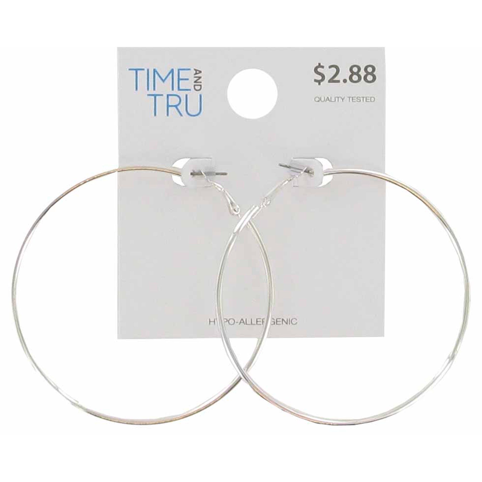 Time and Tru Silver-Tone Large Hoop Earrings | Walmart (US)